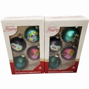 Destination‎ Holiday Christmas Ornaments 4-Count Set Retro Camper Joy HO HO HO
